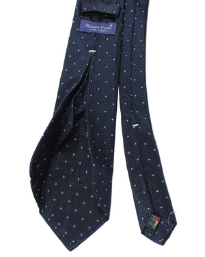 Massimo Valeri 11 Fold Tie Dark Blue Black Silver Dots - Elevenfold Necktie