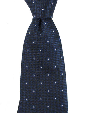 Massimo Valeri 11 Fold Tie Dark Blue Silver Dots