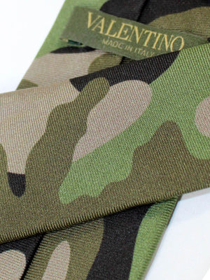 Valentino Skinny Tie - Military Green Taupe Camo Design