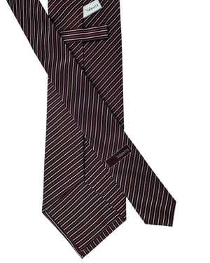 New Valextra Silk Tie Maroon Stripes