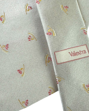 Valextra Silk Tie Silver Peach Pink Design - Wide Necktie SALE