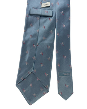 Valextra Silk Blue Sailboat Motif Design - Wide Necktie