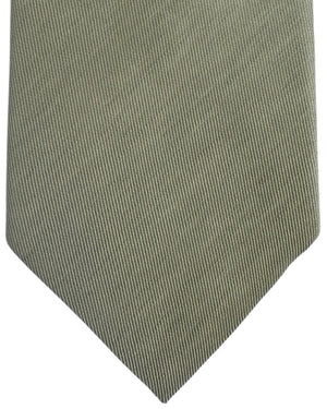 Valextra Silk Tie Solid Sage Green Twill Design - Wide Necktie