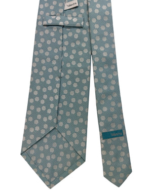 Valextra Silk Tie Blue Gray Silver Hexagon Design - Wide Necktie FINAL SALE