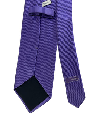 Valextra Silk Tie Solid Purple Ribbed- Wide Necktie