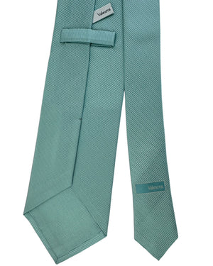 Valextra Silk Tie Solid Teal Ribbed - Wide Necktie