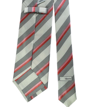 Valextra Silk Tie Pink And Black Stripe - Wide Necktie