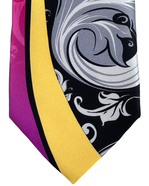 Vitaliano Pancaldi Silk Tie Orange Magenta Black Design