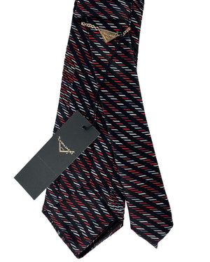 Vitaliano Pancaldi Pleated Silk Tie Black Bordeaux