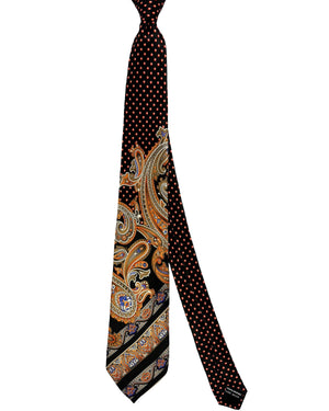Pancaldi Tie Black Rust Orange Paisley