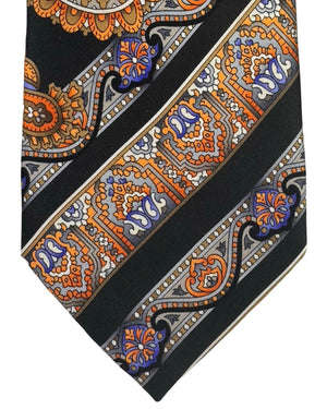 Vitaliano Pancaldi Tie Black Rust Orange Paisley