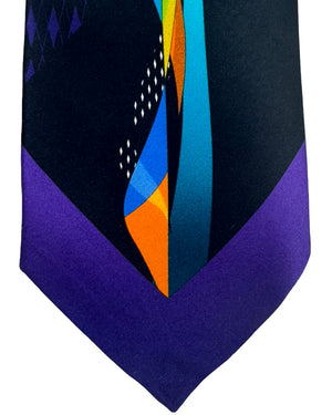 Vitaliano Pancaldi Silk Tie Black Purple Hand Made In Italy