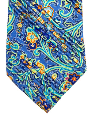 Vitaliano Pancaldi Pleated Silk Tie Royal Blue