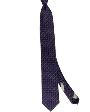 Ermenegildo Zegna Tie Purple Chain Pattern Tie Geometric SALE
