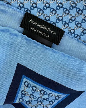 Ermenegildo Zegna Pocket Square Blue Chain Design