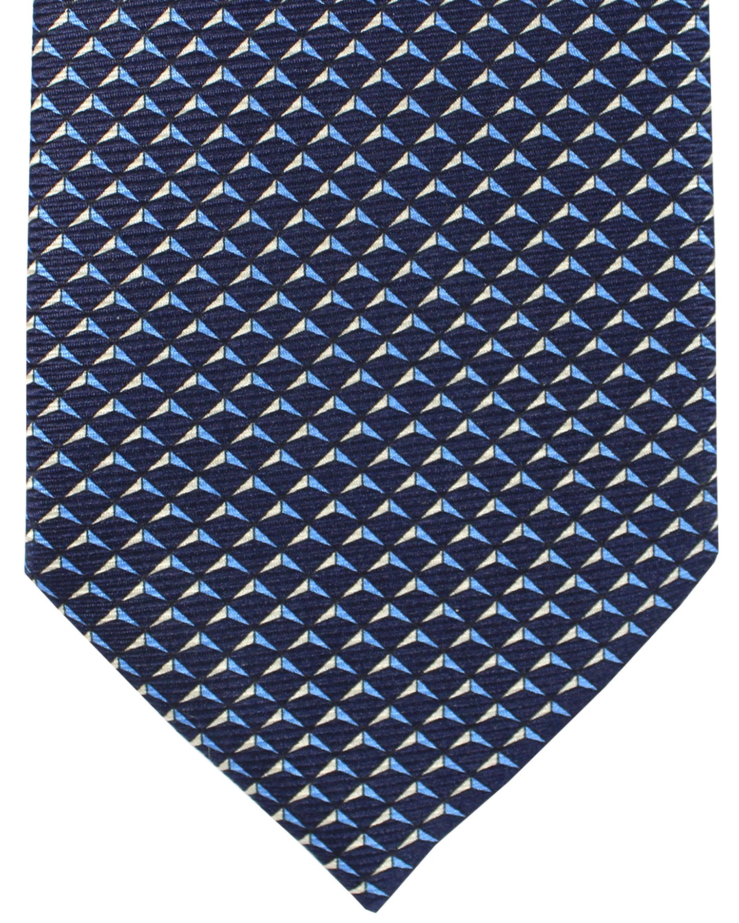 Ermenegildo Zegna Silk Tie Navy Blue Silver Geometric