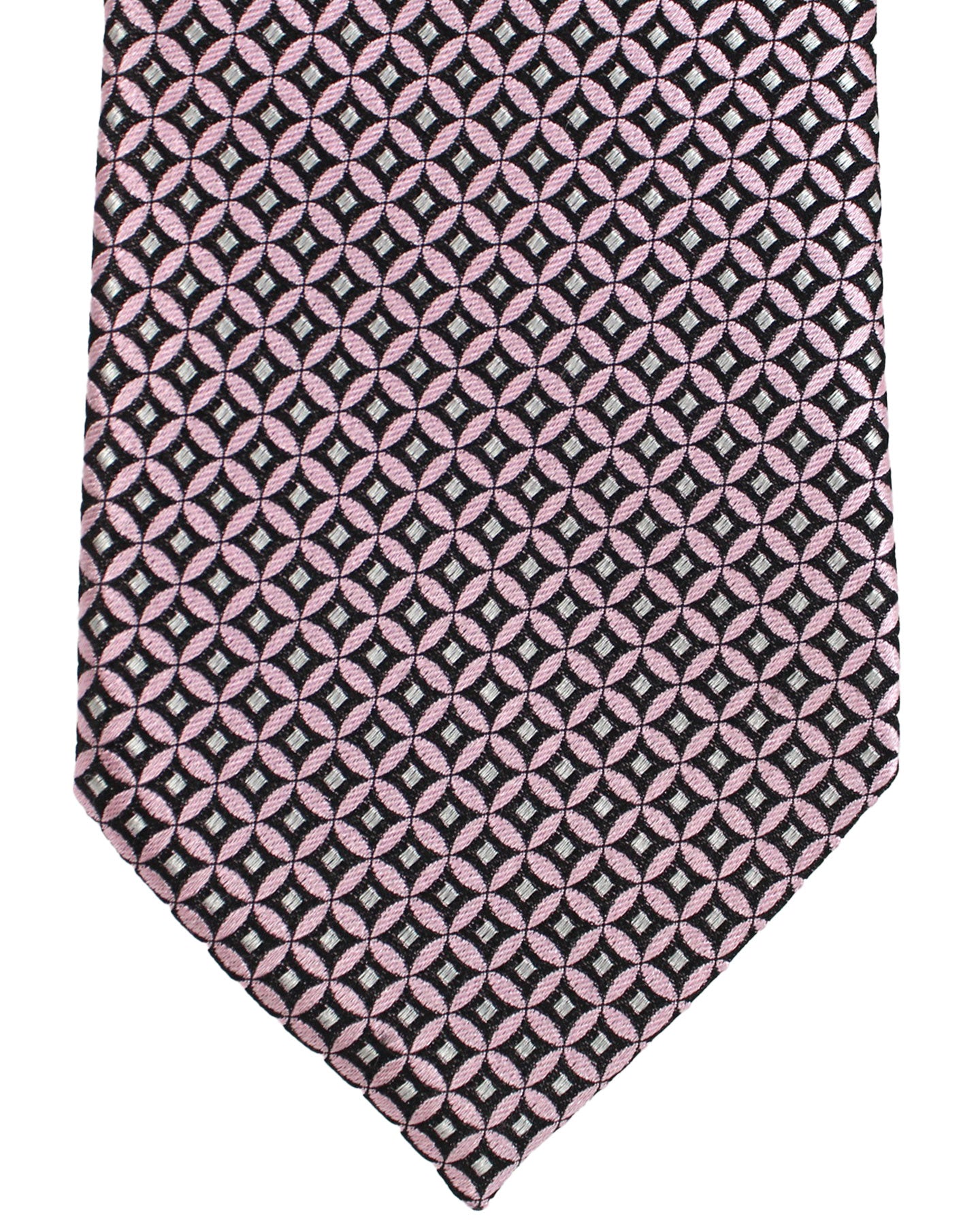 Ermenegildo Zegna Silk Tie Pink Geometric - Hand Made in Italy