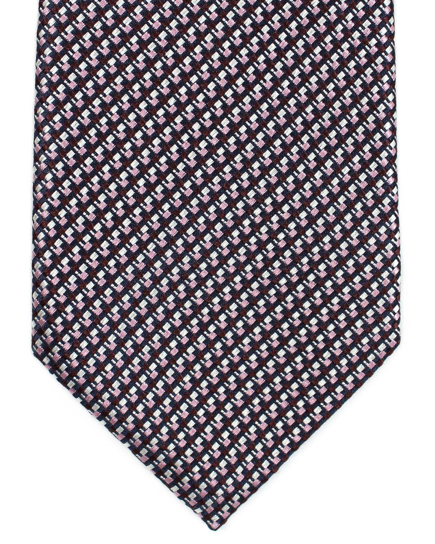 Ermenegildo Zegna Silk Tie Pink Purple Silver Geometric - Hand Made in Italy
