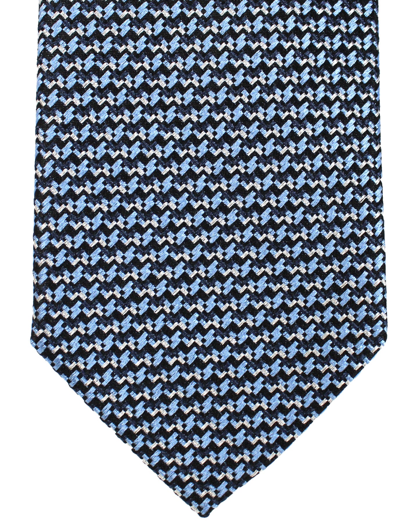 Ermenegildo Zegna Silk Tie Blue Micro Pattern - Hand Made in Italy