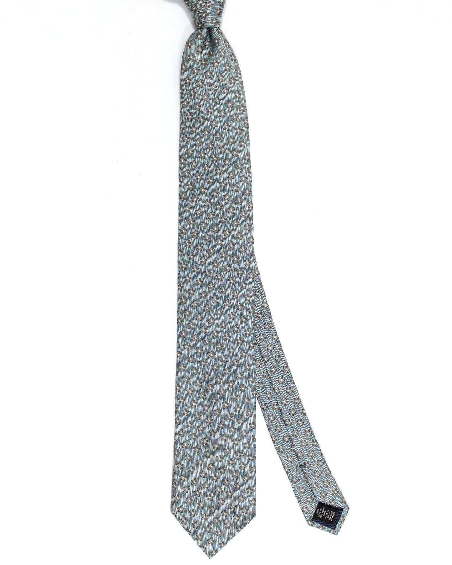 Ermenegildo Zegna Silk Tie Gray Brown Floral - Hand Made in Italy