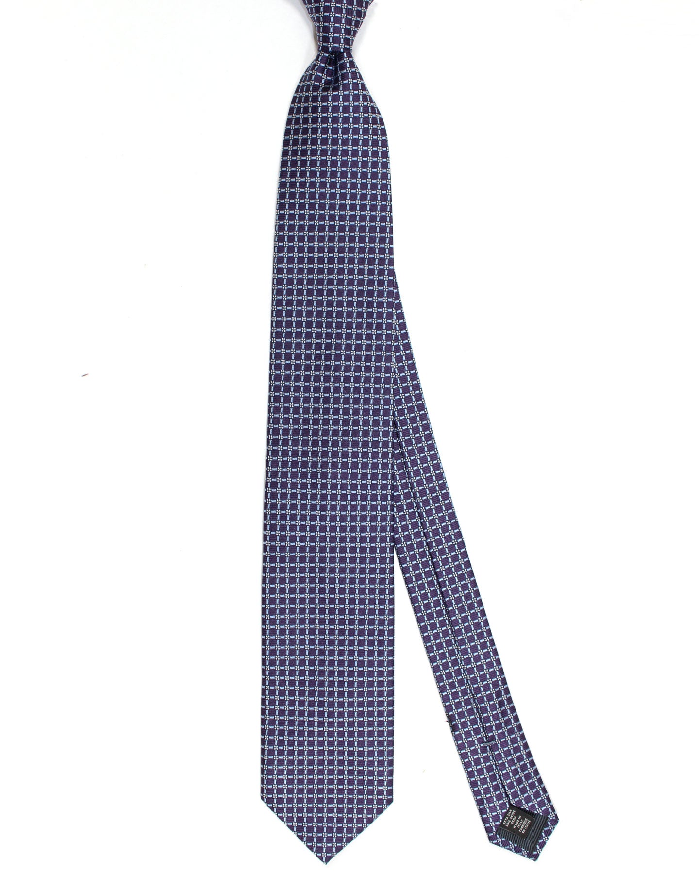 Ermenegildo Zegna Silk Tie Purple Blue Geometric Mini Flowers - Hand Made in Italy