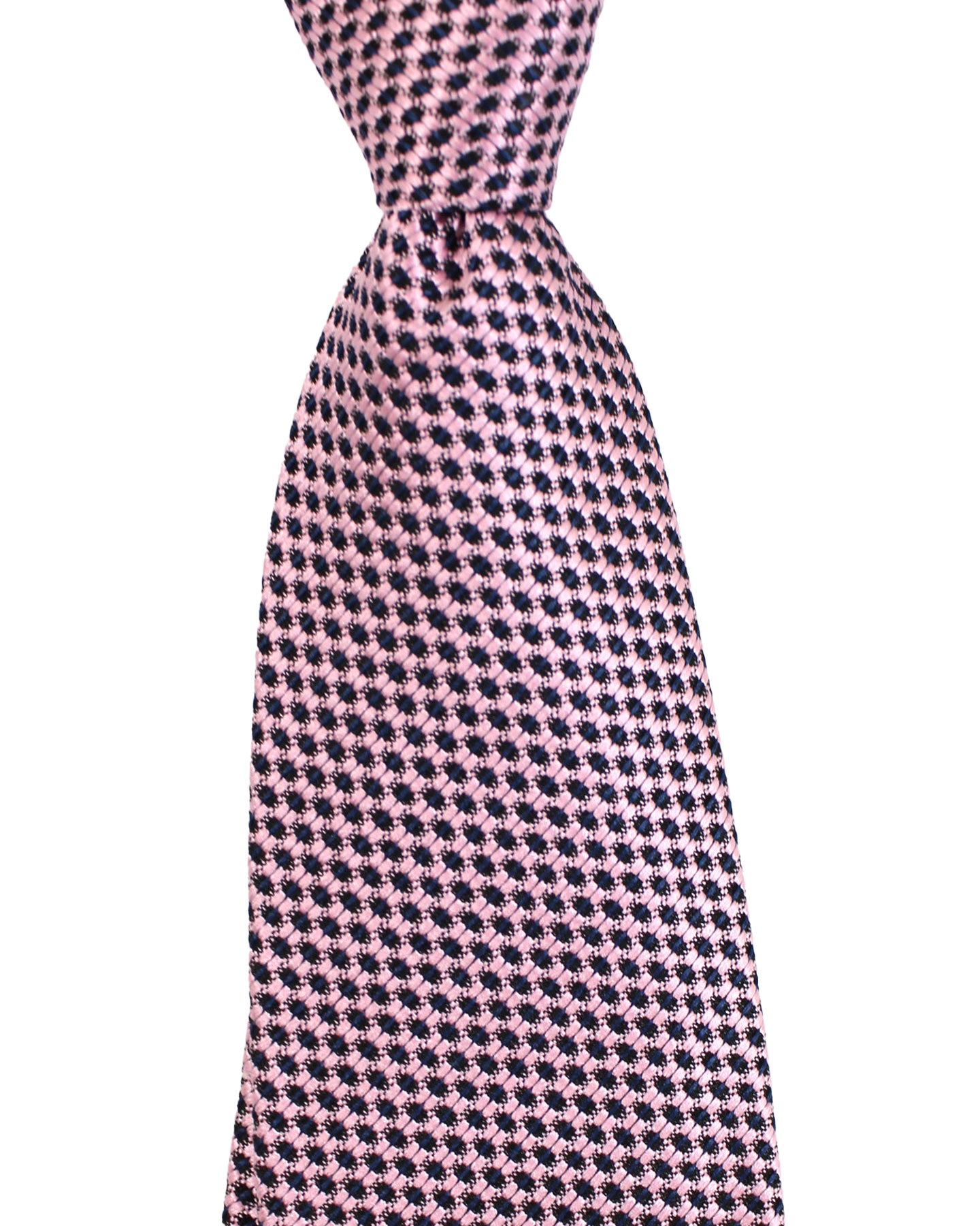 Ermenegildo Zegna Silk Tie Pink Midnight Blue Micro Pattern - Hand Made in Italy