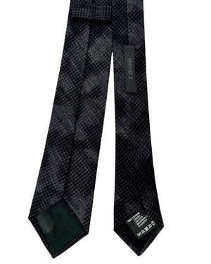 Z Zegna Tie Gray Black Design - Cotton Skinny Necktie