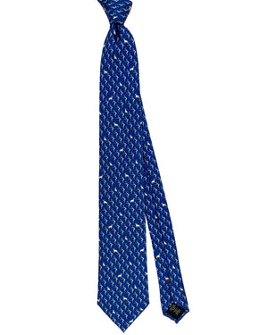 Ermenegildo Zegna Tie Navy Cross Country Ski & Dog Novelty Design