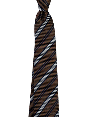 Ermenegildo Zegna Tie Brown Navy Stripes