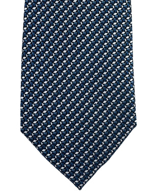 Ermenegildo Zegna Tie Teal Black Silver - Narrow Cut