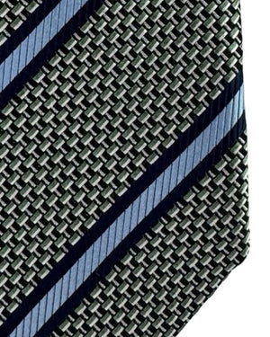 Ermenegildo Zegna Tie Black Blue Silver Stripes - Jacquard Silk