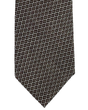 Ermenegildo Zegna Tie Brown Gray Pattern- Narrow Cut