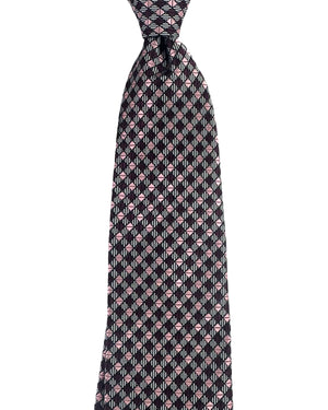 Zegna Silk Tie Pink Purple Silver Check