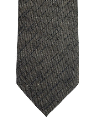 Ermenegildo Zegna Tie Seagrass Green Pattern - Narrow Necktie