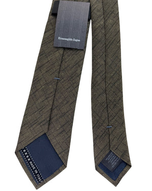 Ermenegildo Zegna Tie Seagrass Green Weave- Narrow Necktie