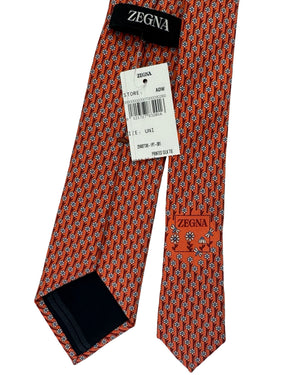 Ermenegildo Zegna Silk Tie Orange Blue Floral Pattern