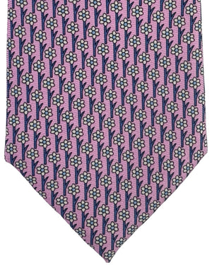 Ermenegildo Zegna Silk Tie Pink Blue Floral Pattern - Narrow Cut