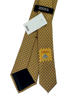 Ermenegildo Zegna Silk Tie Yellow Blue Floral Pattern