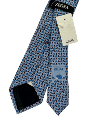 Ermenegildo Zegna Silk Tie Light Blue Hedgehog Pattern
