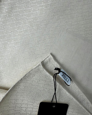 Zilli Cotton Pocket Square Beige Cream Logo BLACK FRIDAY SALE