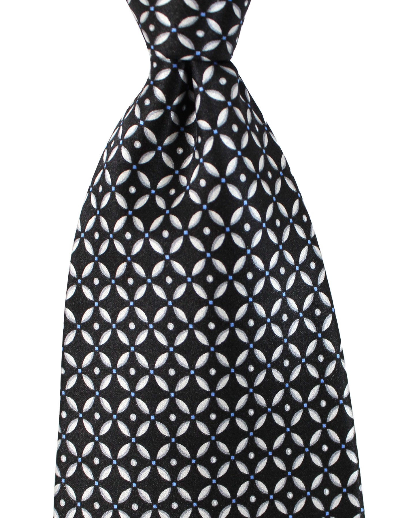 Zilli Silk Tie Black Gray Blue Geometric - Wide Necktie