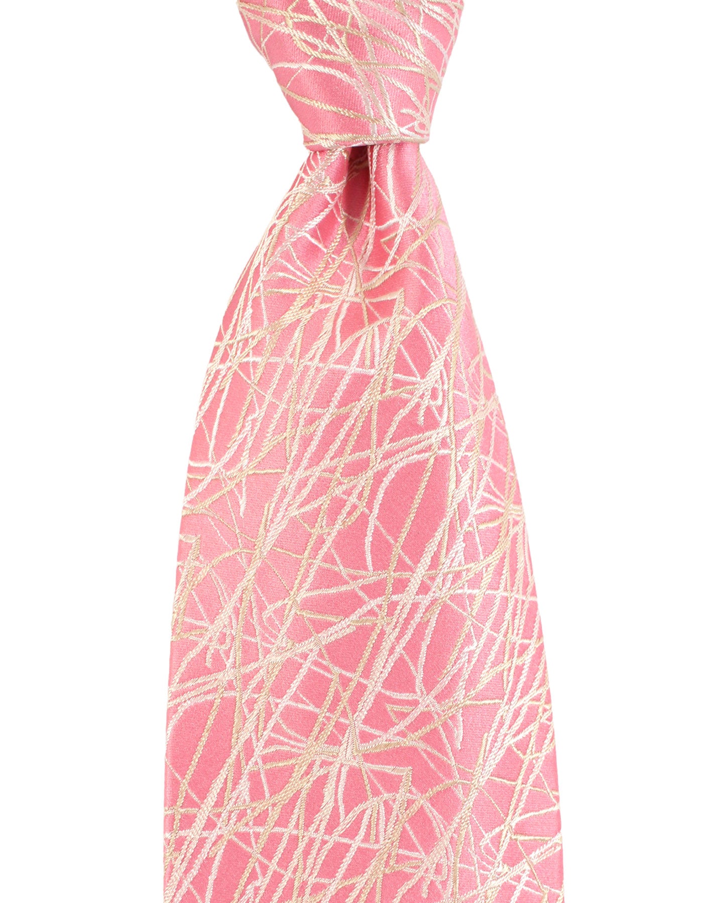 Zilli Silk Tie Pink Silver Design - Wide Necktie