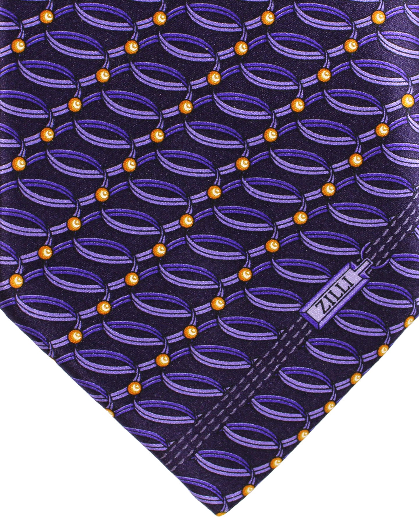 Zilli Silk Tie Purple Geometric - Wide Necktie