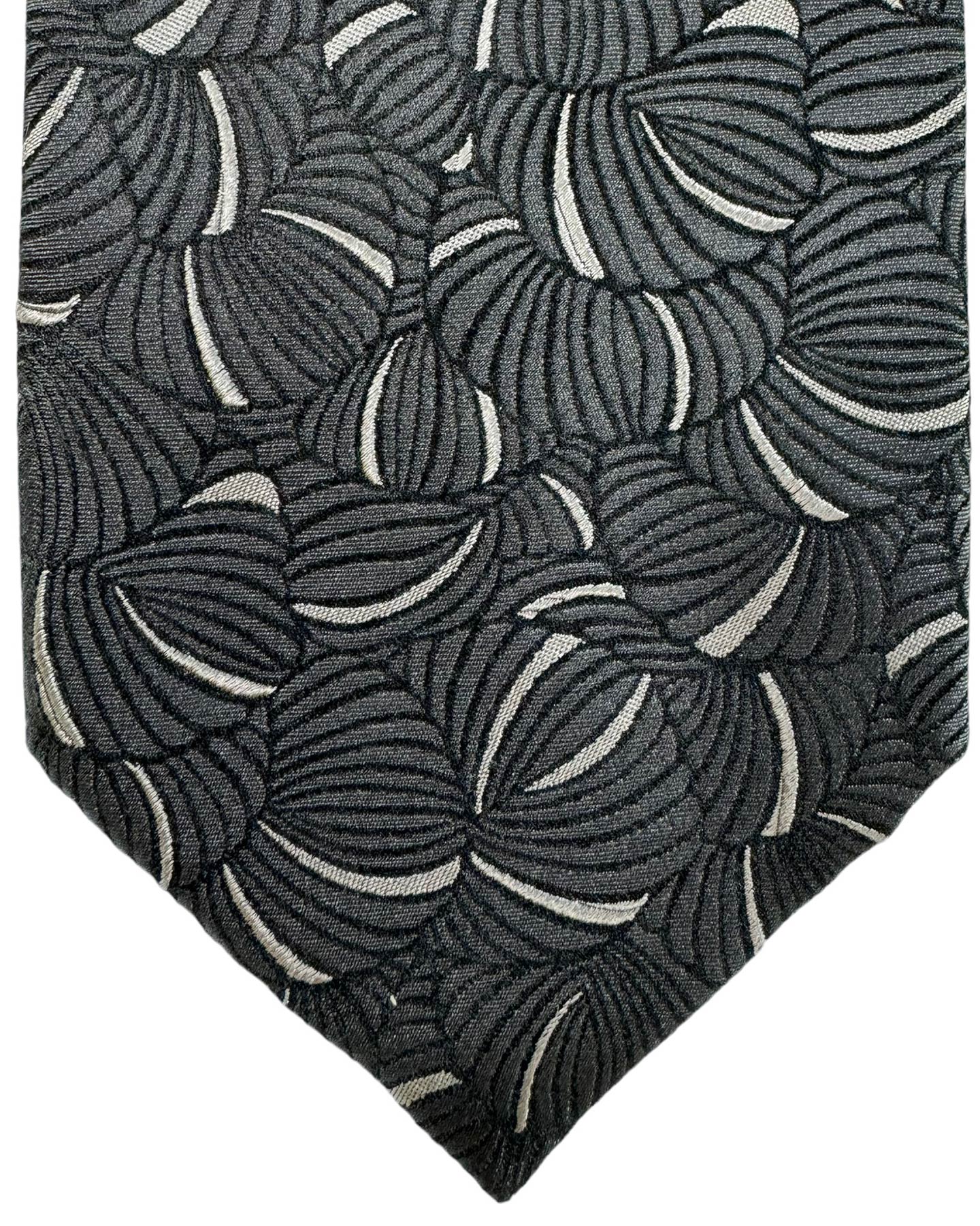 Zilli Silk Tie Gray Black Design - Wide Necktie