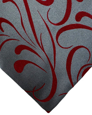 Zilli Silk Tie Gray Maroon Swirl - Wide Necktie