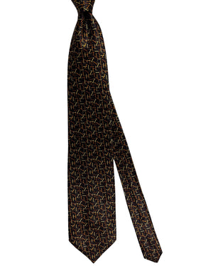 Zilli Silk Tie Black Brown Zilli