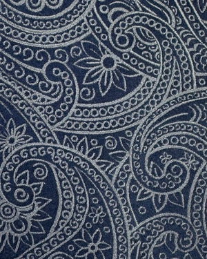 Zilli Extra Long Tie Midnight Blue Gray Ornamental Floral - Wide Tie