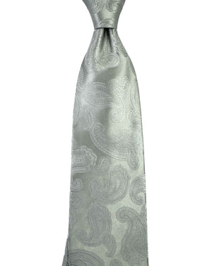 Zilli Tie White Silver Paisley - Wide Tie
