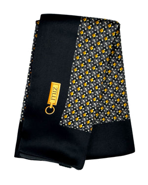 Zilli Silk Pocket Square Black Design