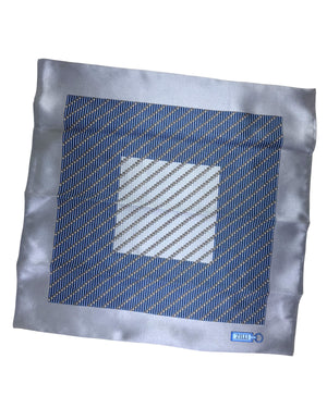 Zilli Pocket Square Gray Dark Blue Design